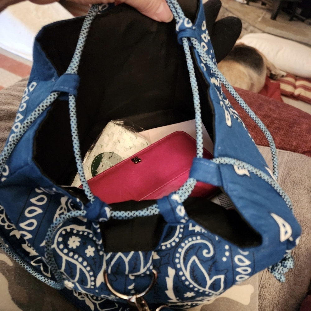 Blue Paisley Bandana Drawstring Bag NWT from ENGLAND